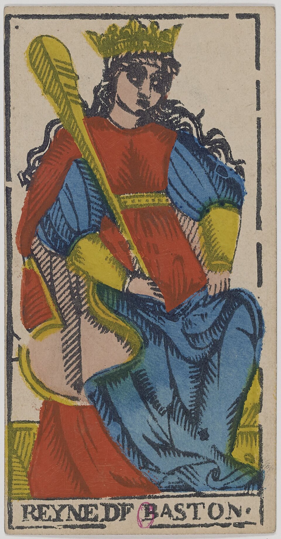 Reine de Bâtons, arcane mineur du tarot de Marseille